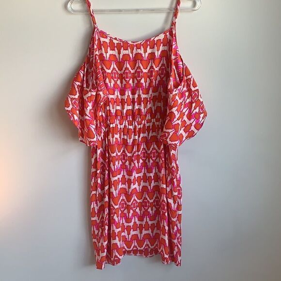 ALICE & TRIXIE  Batik  pink orange white print Party Dress Small - Picture 7 of 8